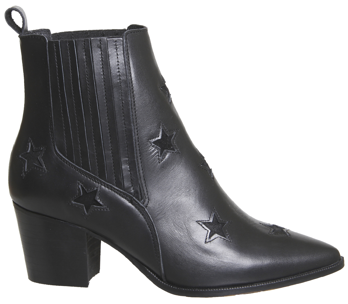 OFFICEAstronomy Western Ankle BootsBlack Leather With Suede