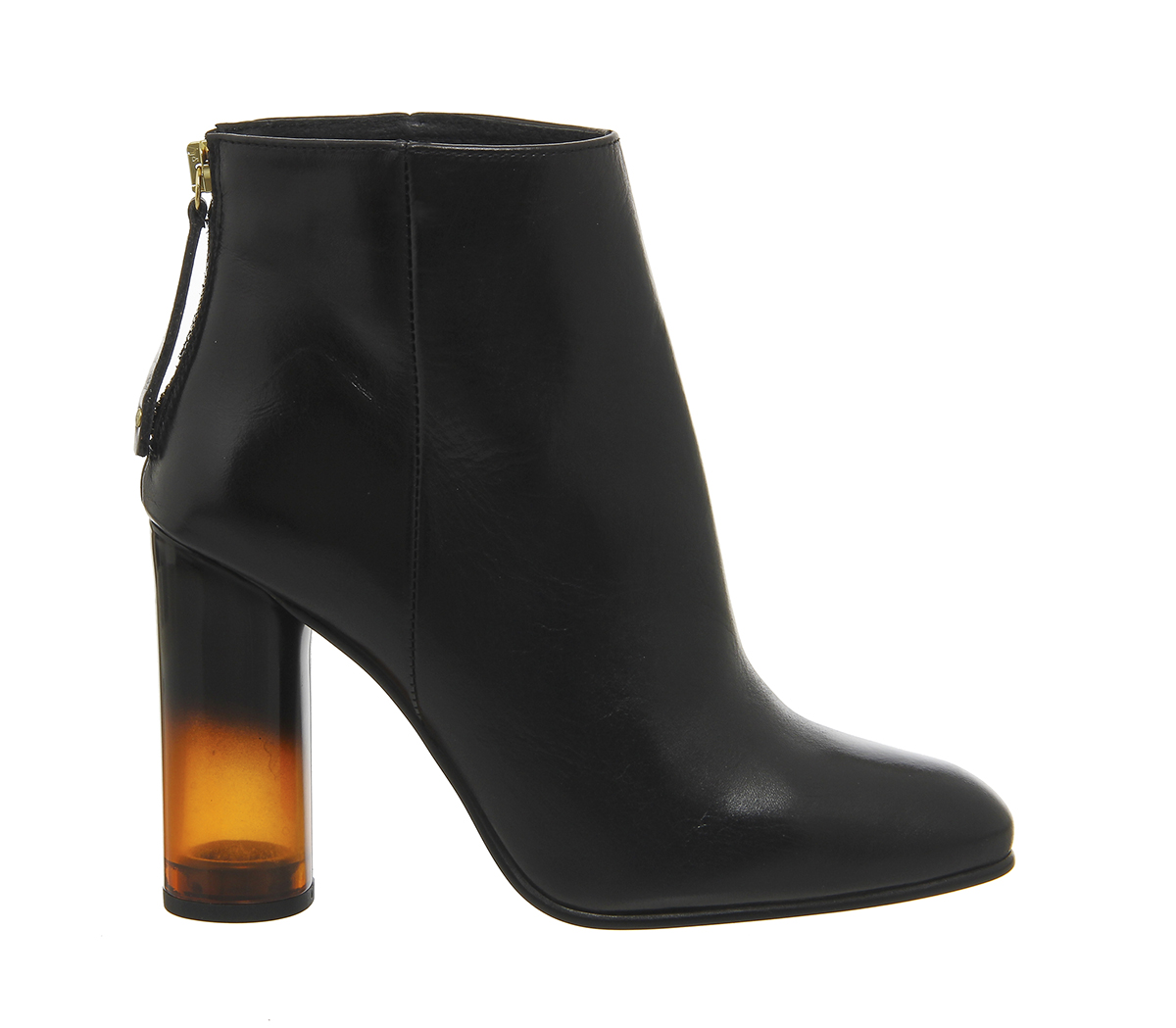 OFFICEIllinois Cylindrical Heel BootsBlack Leather Tortoiseshell