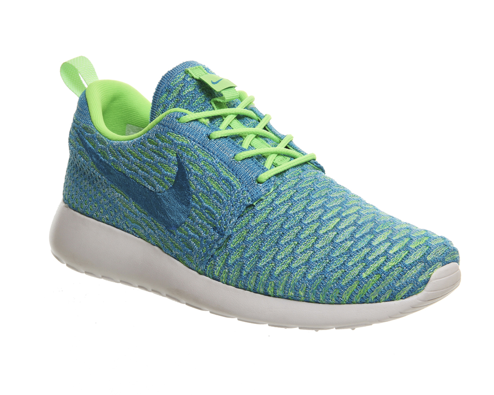 Nike Roshe Run Flyknit (w) Electric Green Blue Lagoon - Hers trainers
