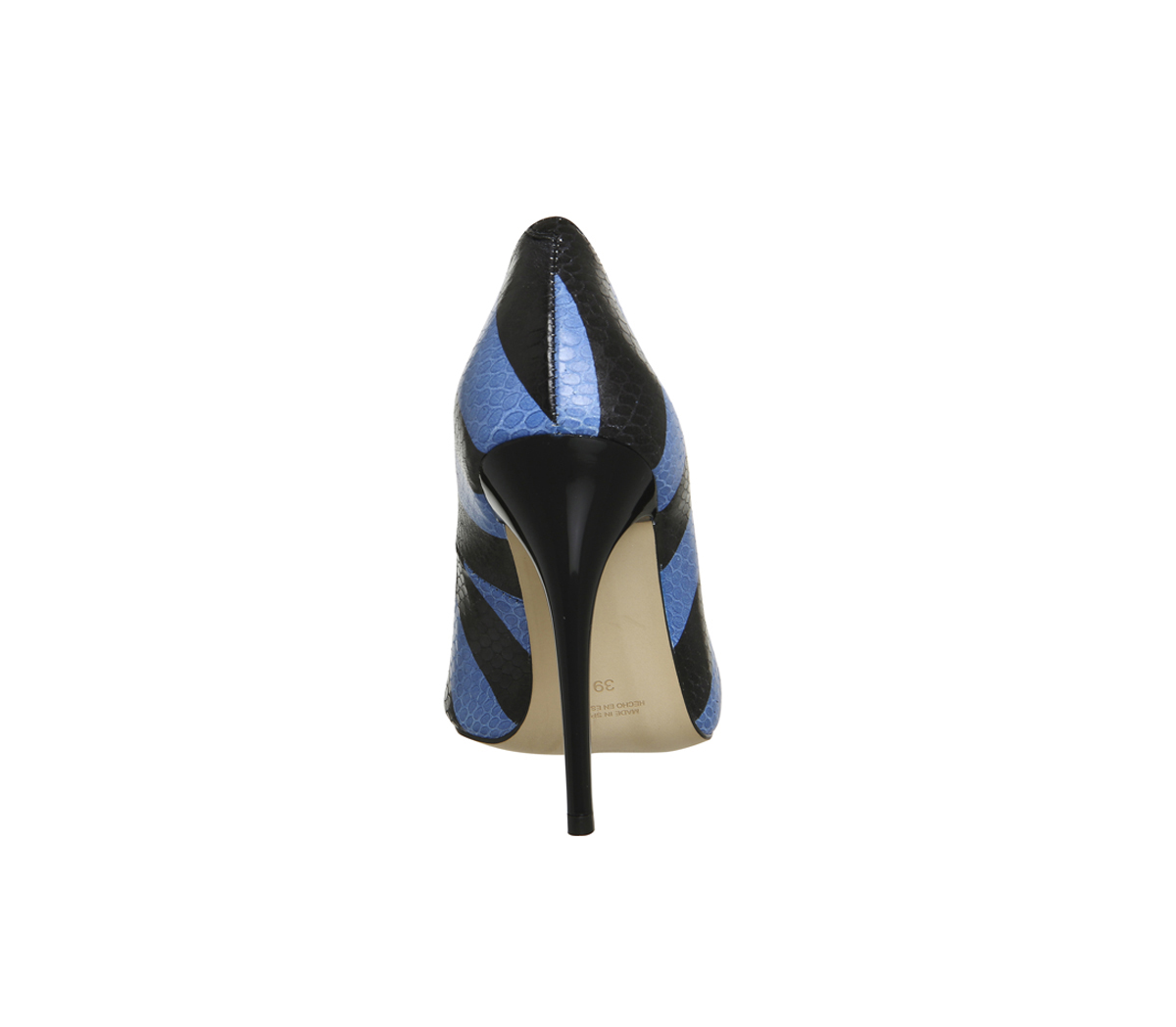 Office On To Point Court Heels Blue Black Stripe Snake Leather - High Heels