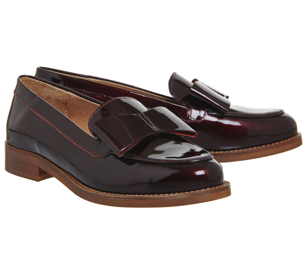 Office Present Bow Loafers Burgundy Patent - Flats