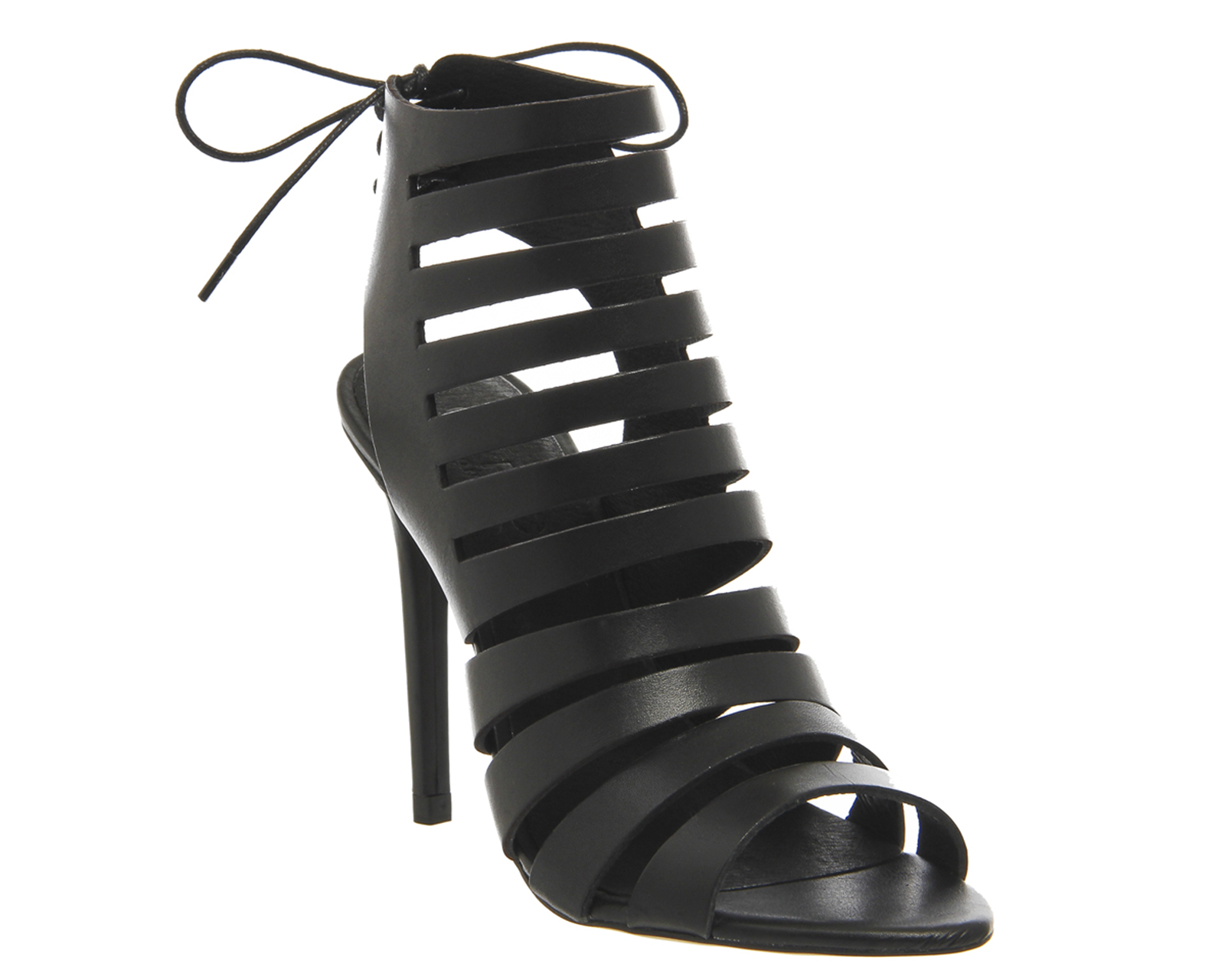OFFICETangle Strappy Cut Out SandalBlack Leather