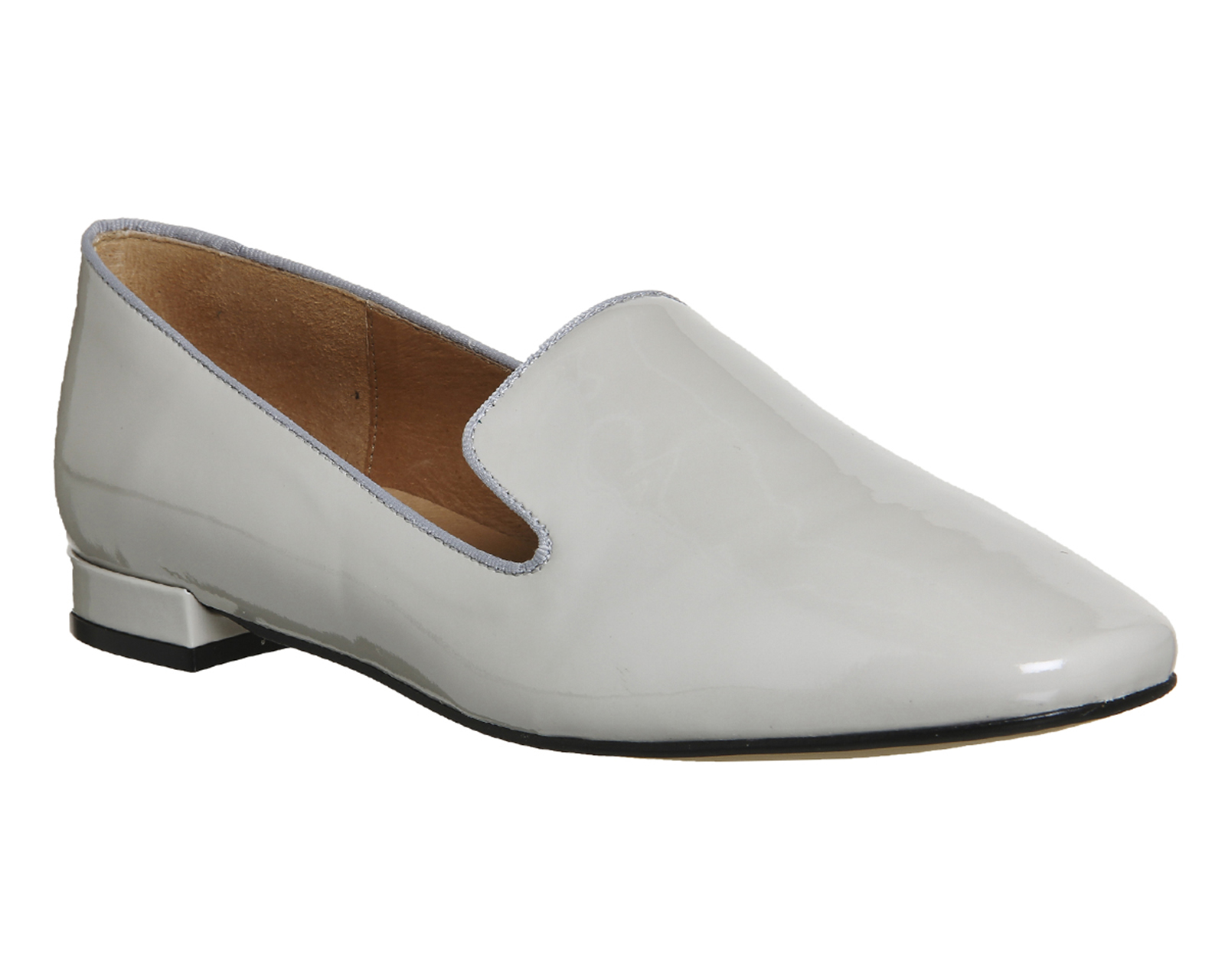 OFFICEDrum Roll Square Toe SlippersGrey Patent Leather