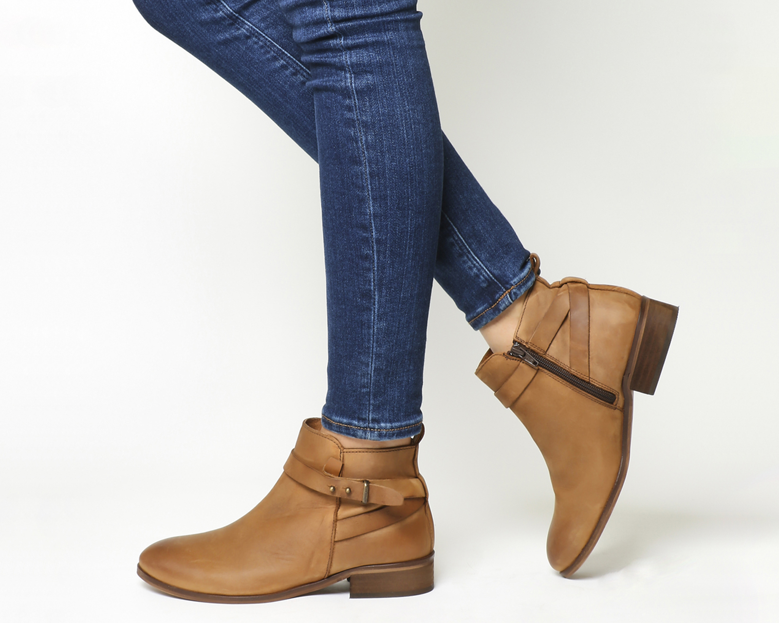 Office Instinct Ankle Boots Tan Leather 