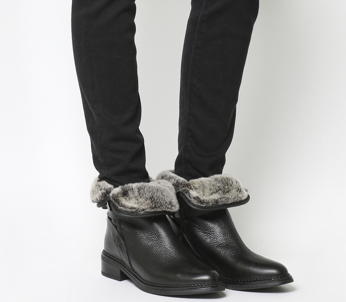 Office Isolate Fur Lined Biker Boots 
