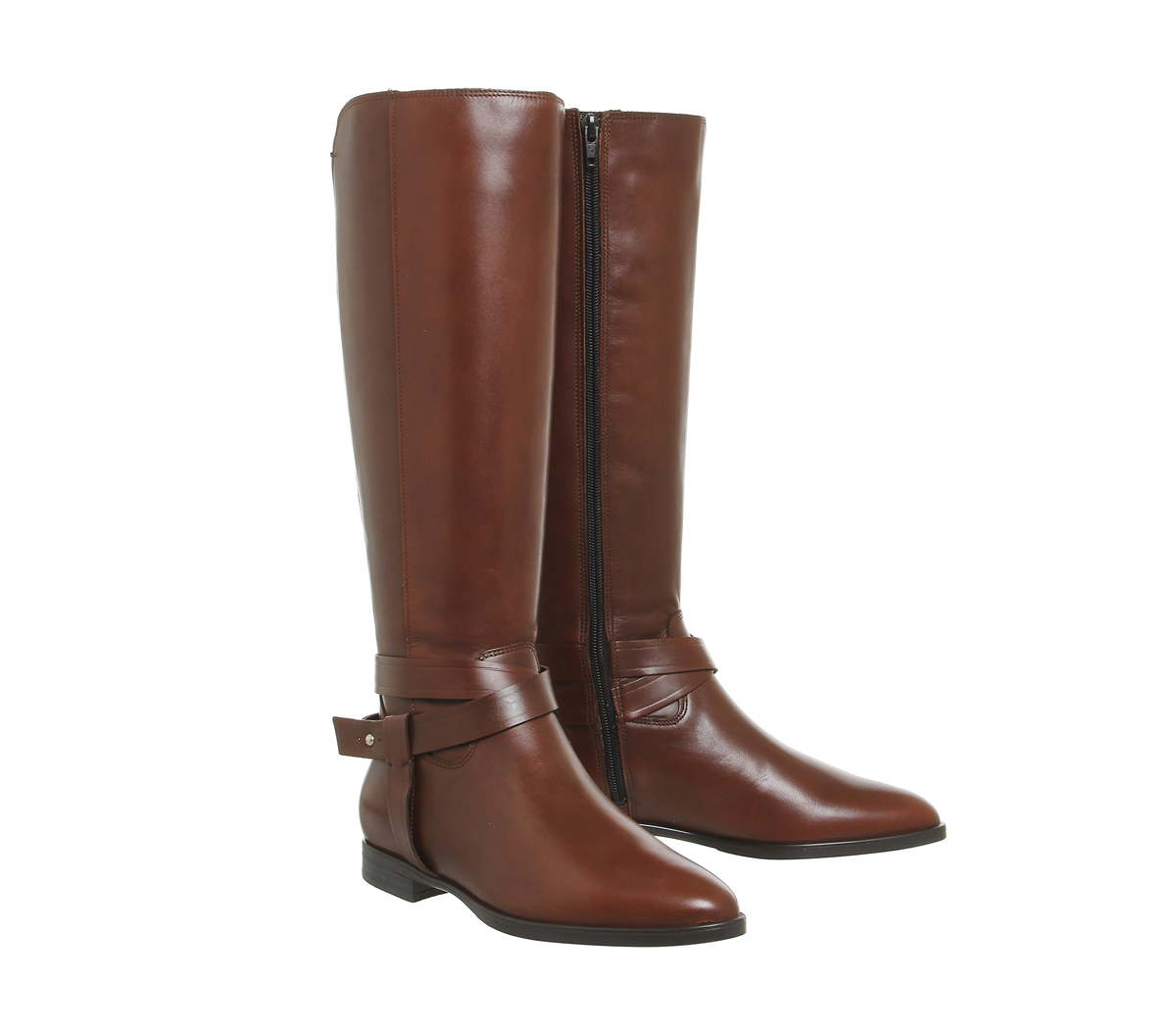 Office Kingdom Riding Boots Cognac Leather - Knee High Boots