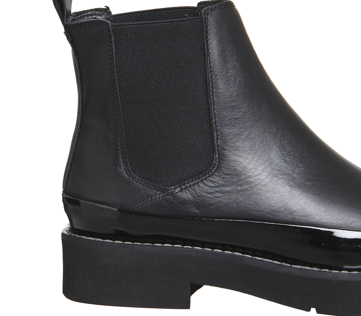 OFFICEJay Chunky Chelsea BootBlack Leather Black Patent