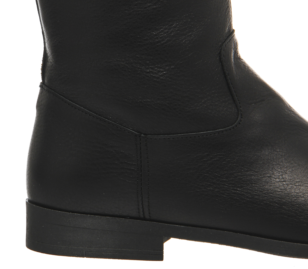 OFFICEEcru Back Zip Knee BootsBlack Leather Fur Lined