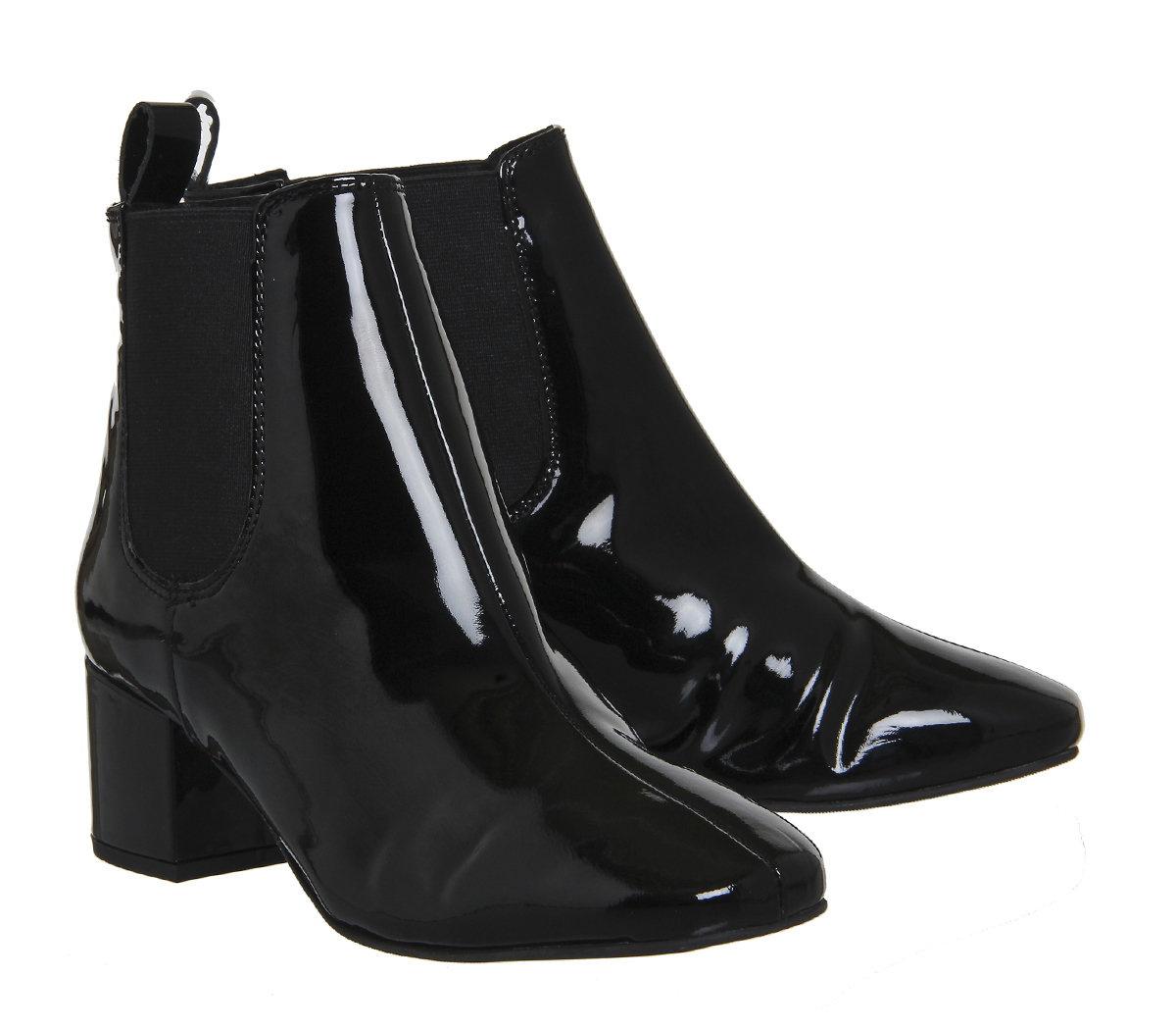 OFFICELove Bug Block Heel Chelsea BootsBlack Patent Leather
