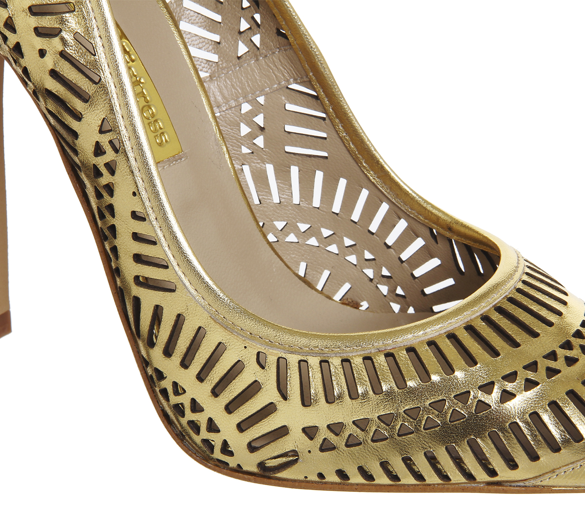 Poste MistressNancy Laser Cut Point CourtGold Leather