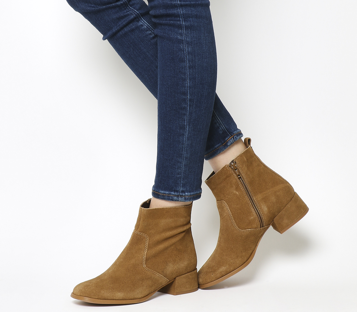 Office Inate Block Heel Boots Rust Suede - Ankle Boots