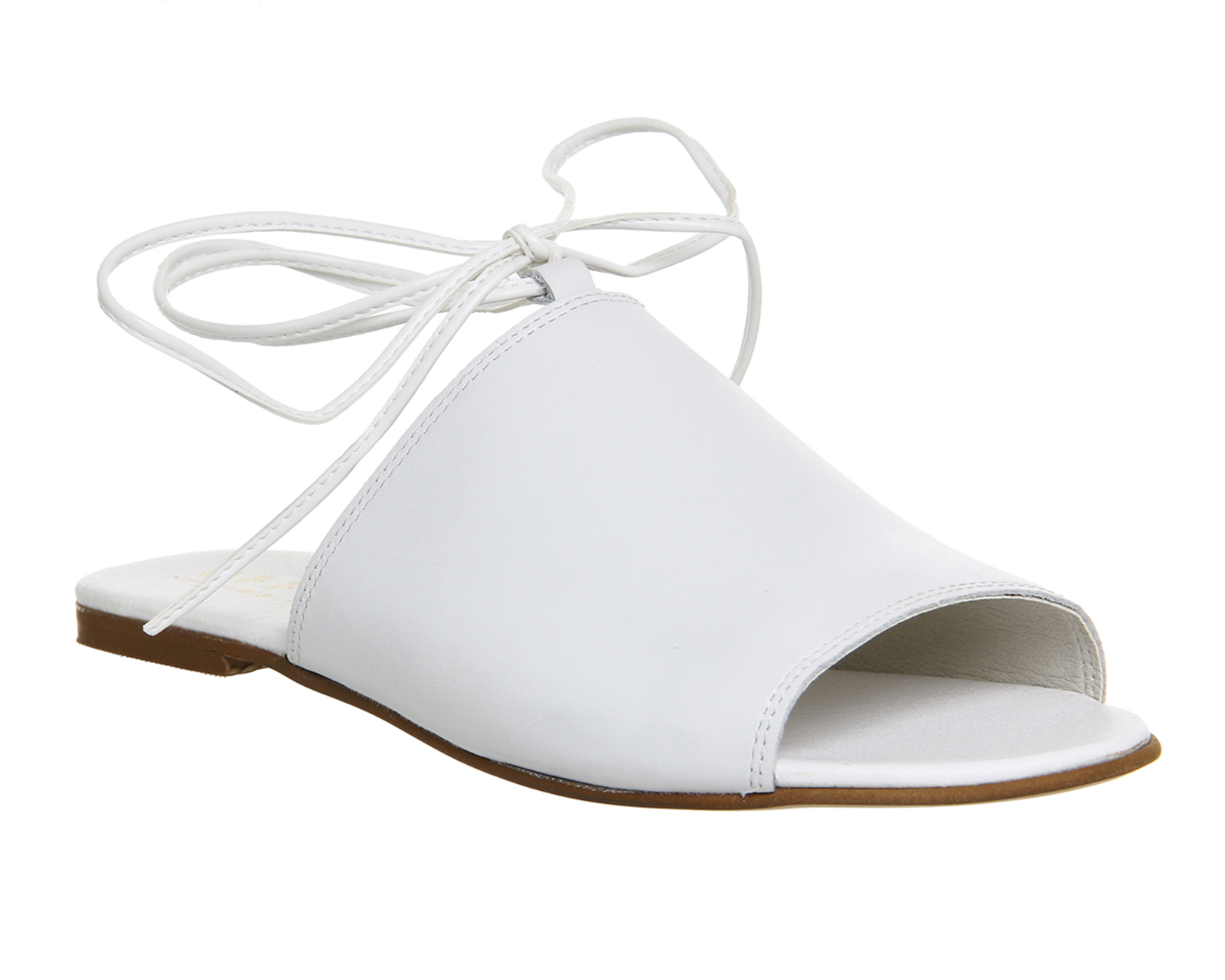 OFFICEBleach Tie Up SandalsWhite Leather