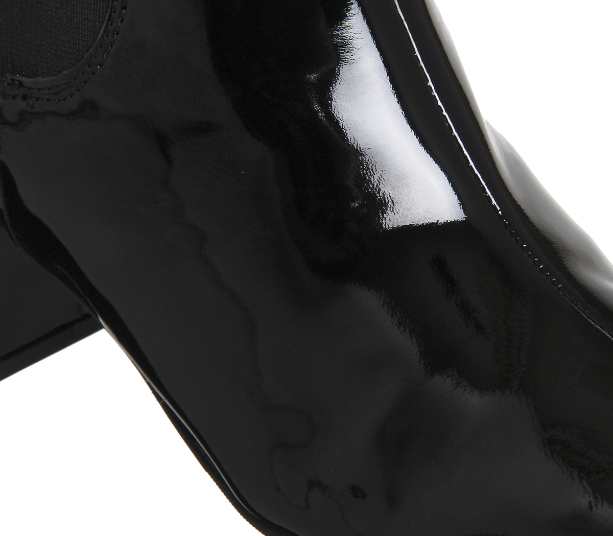 OFFICELove Bug Block Heel Chelsea BootsBlack Patent Leather