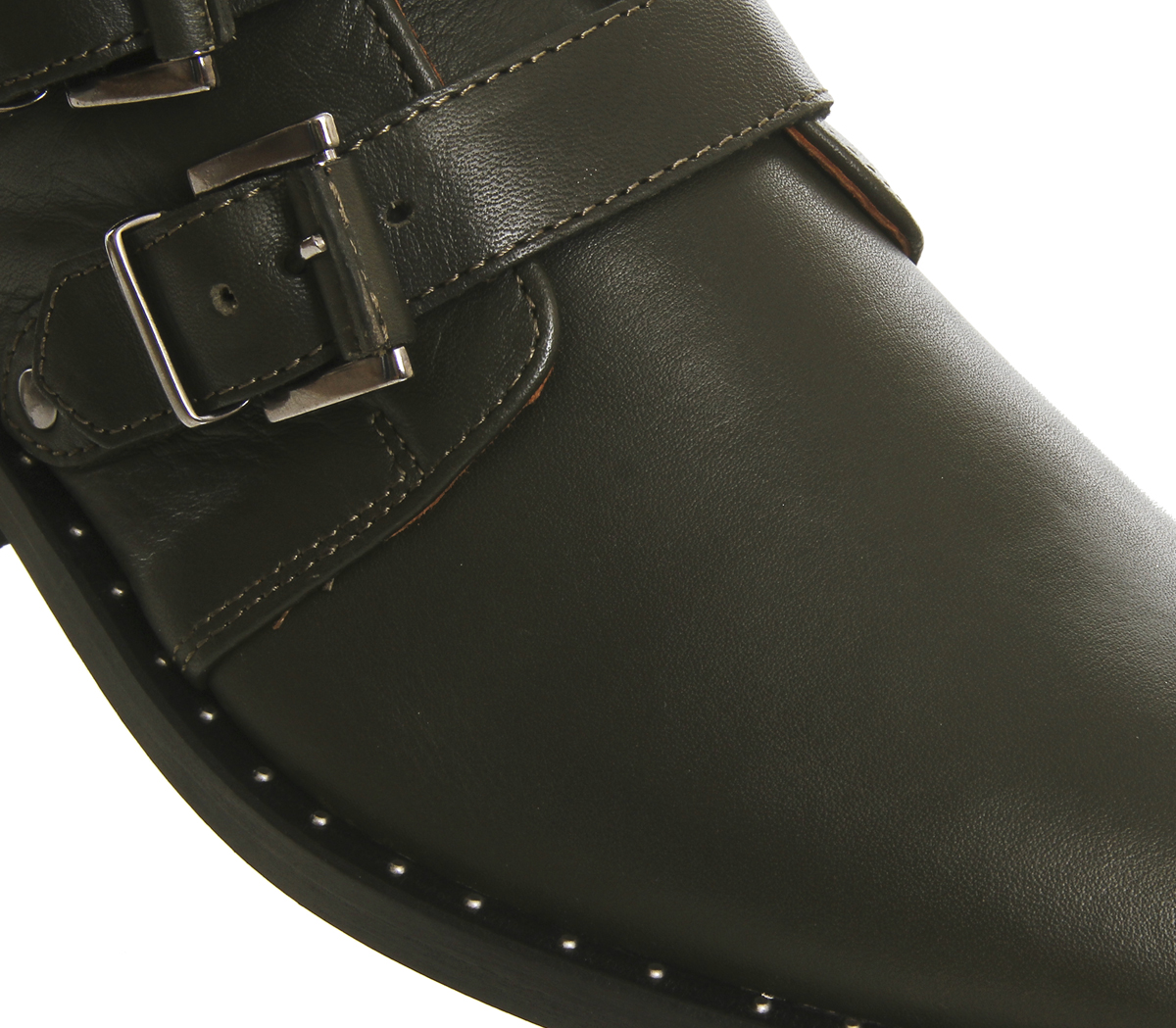OFFICELock Down Buckle BootsOlive Leather
