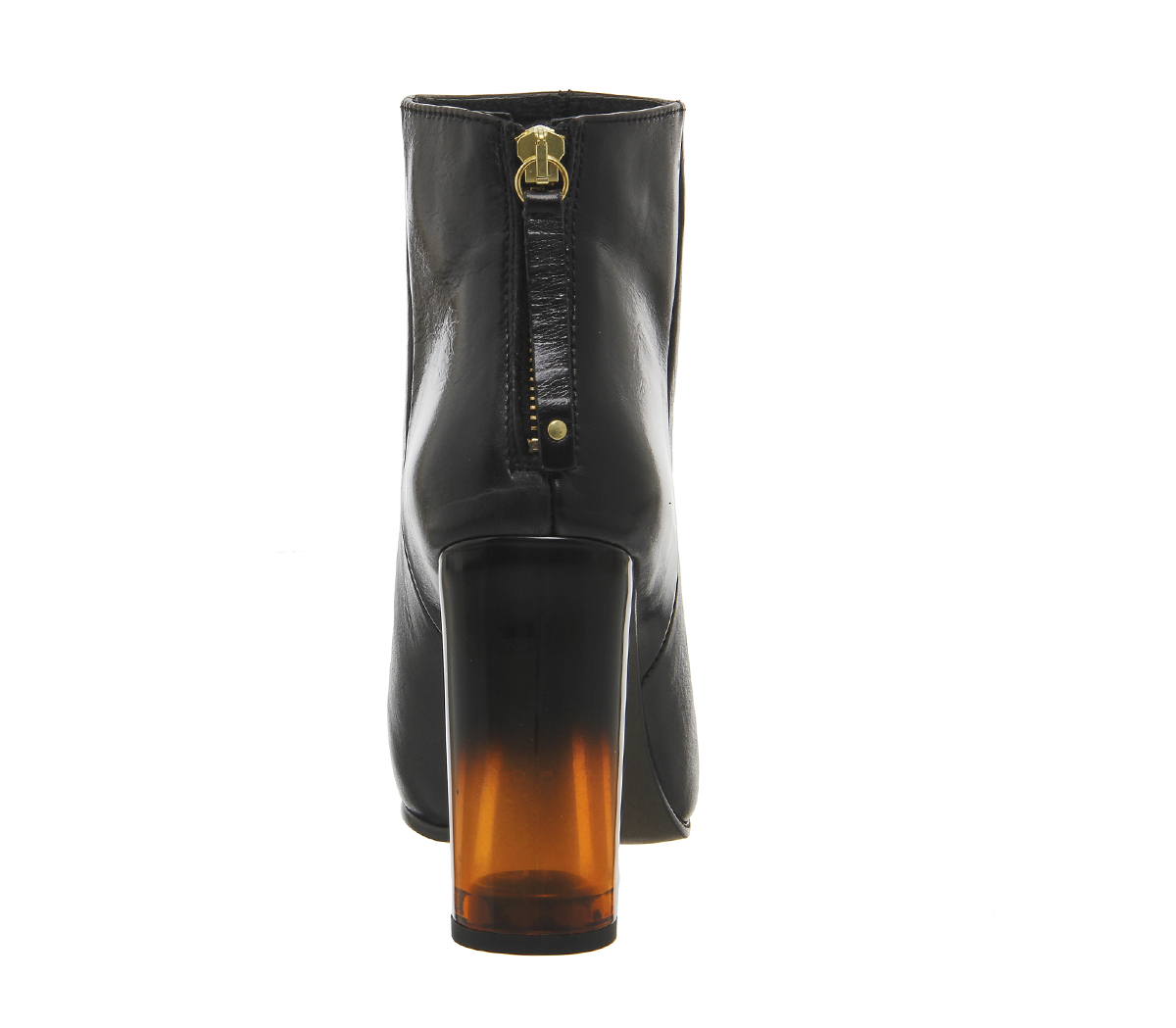 OFFICEIllinois Cylindrical Heel BootsBlack Leather Tortoiseshell