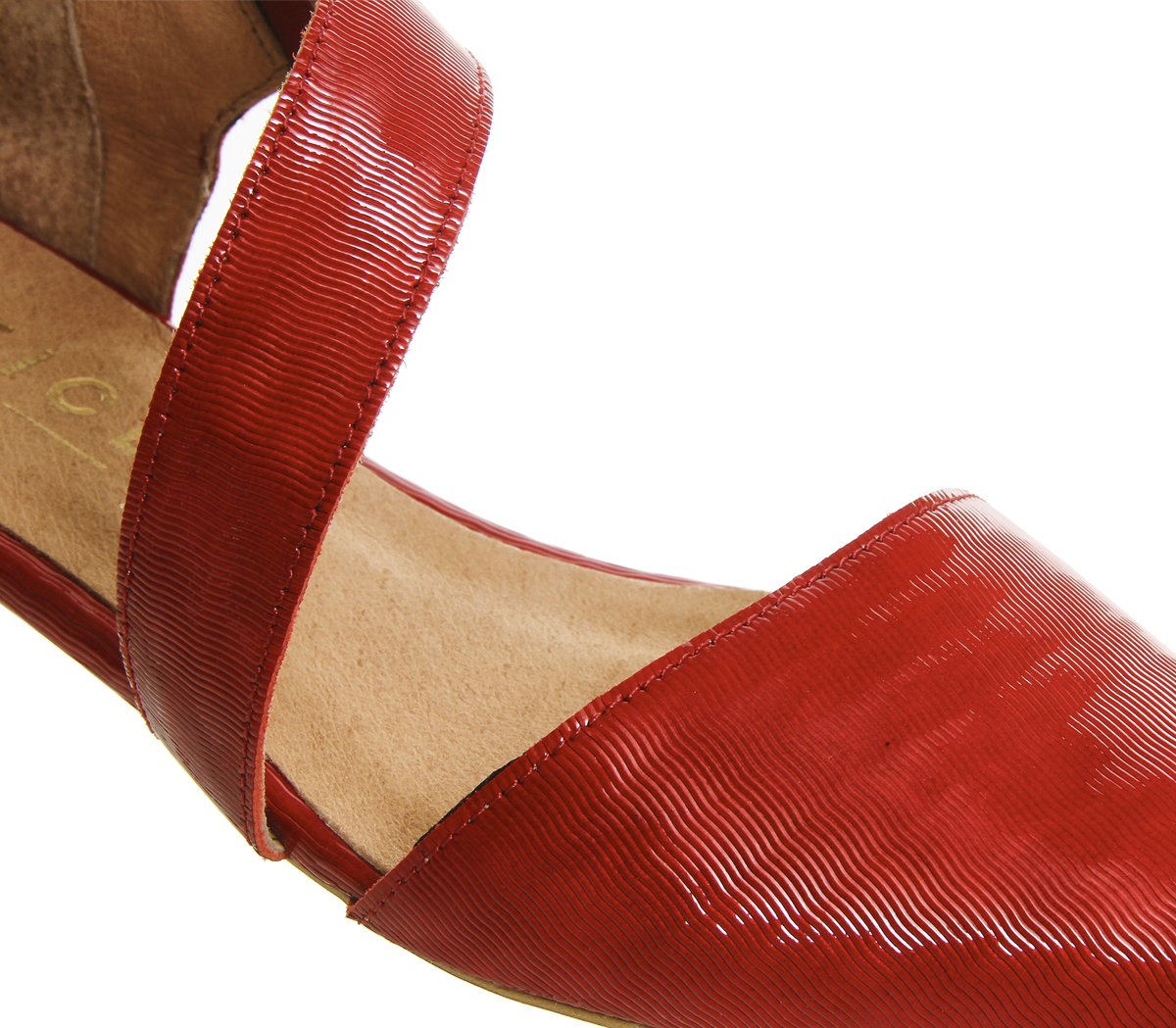 OFFICEDilly Two Part Ankle Strap Point PumpsRed Leather