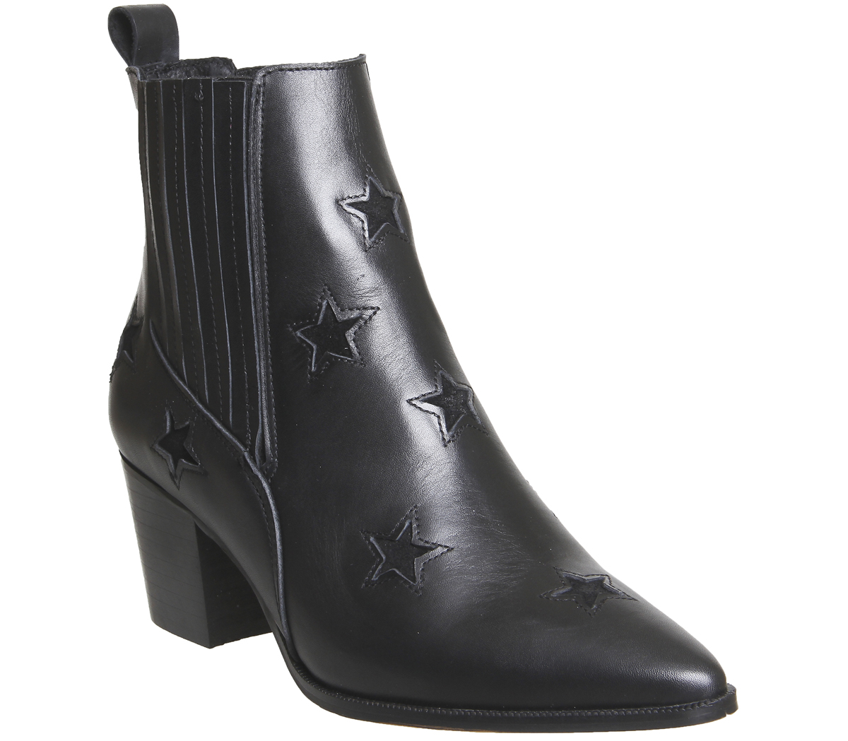OFFICEAstronomy Western Ankle BootsBlack Leather With Suede