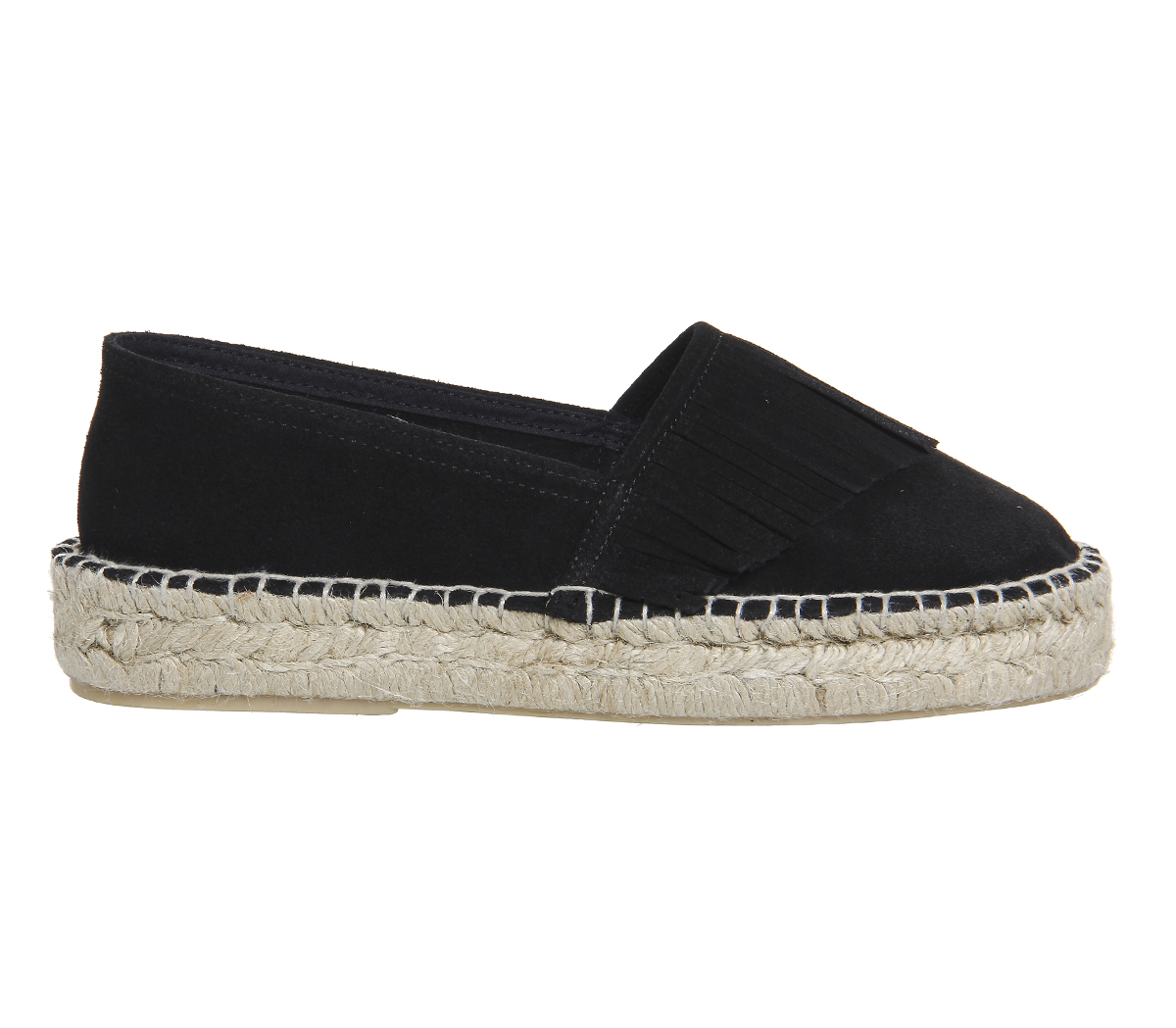 OFFICEDashing Fringe Tassel EspardilleBlack Suede