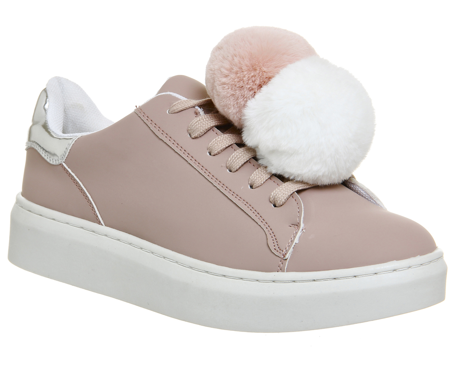 Office Fluffy Pom Pom Trainers Pink 