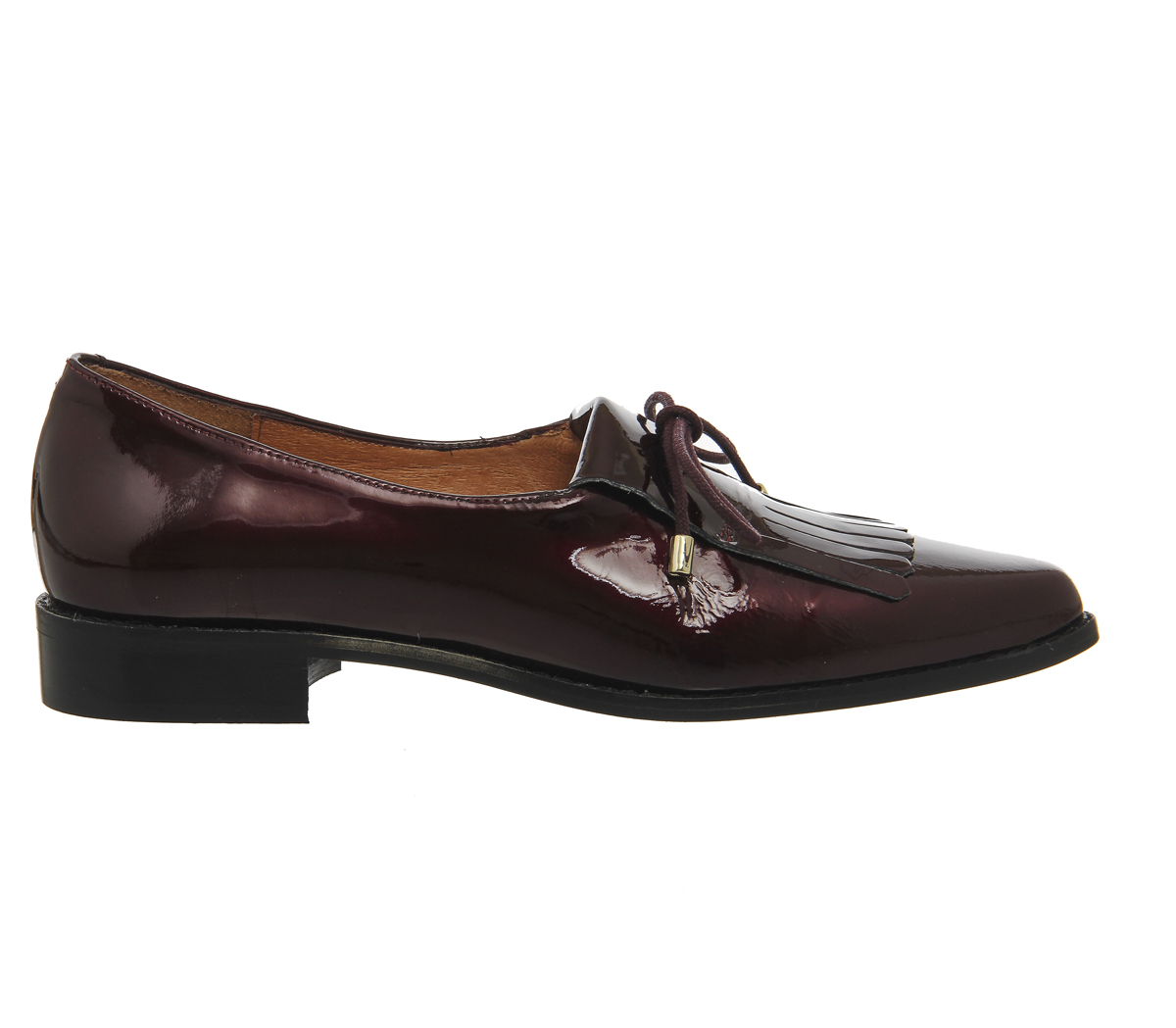 OFFICEResult Kilty Tassel Point PumpsBurgundy Patent Leather