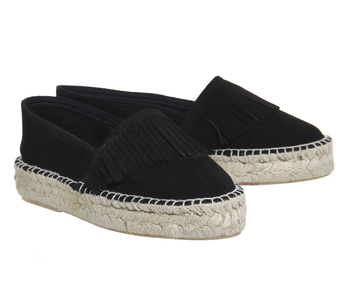 OFFICEDashing Fringe Tassel EspardilleBlack Suede