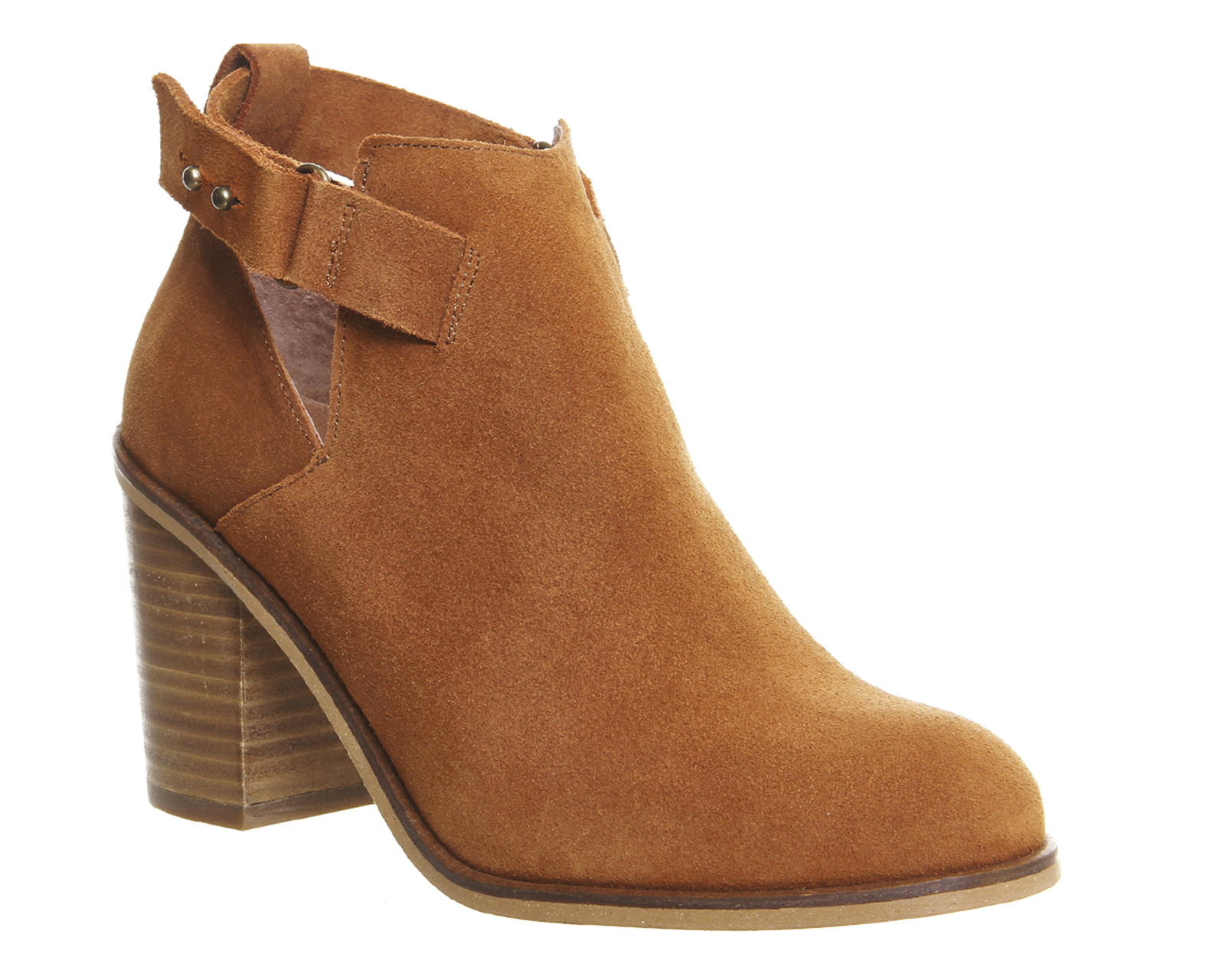 Office Fraction Cut Out Boots Tan Suede 