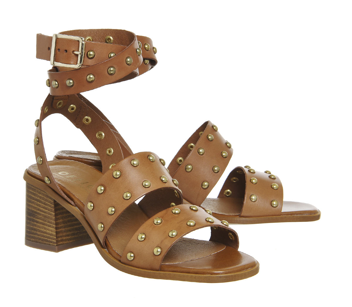 OFFICEFan Girl Studded SandalsTan Leather