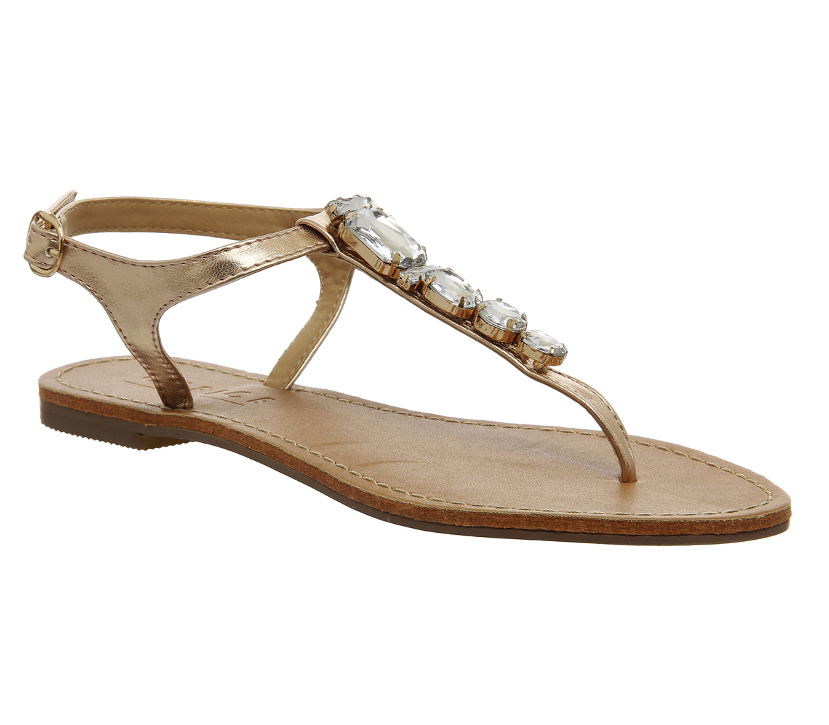 OFFICEOctavia Embellished T Bar SandalsRose Gold