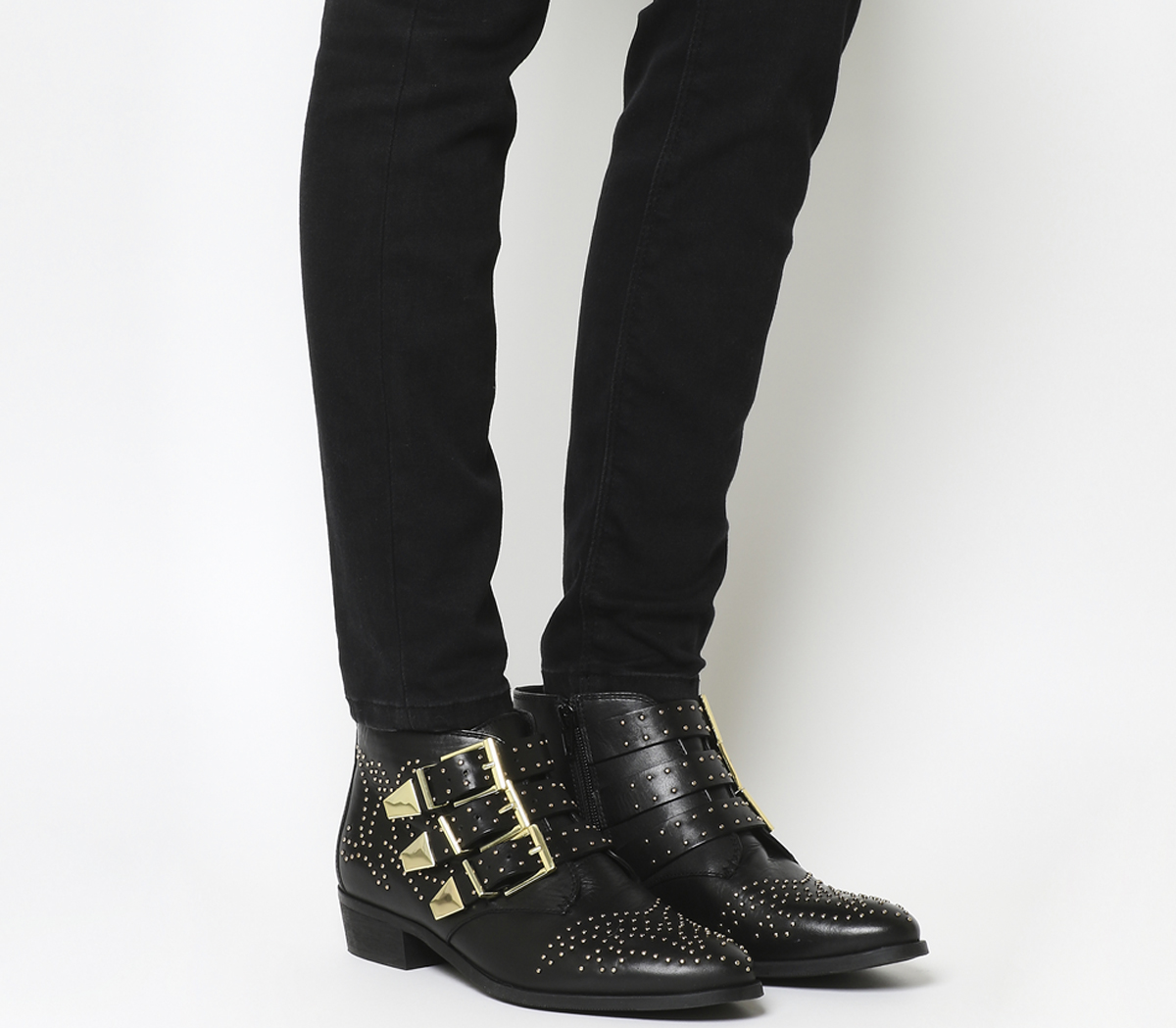 Office Lucky Charm Studded Boots Black 
