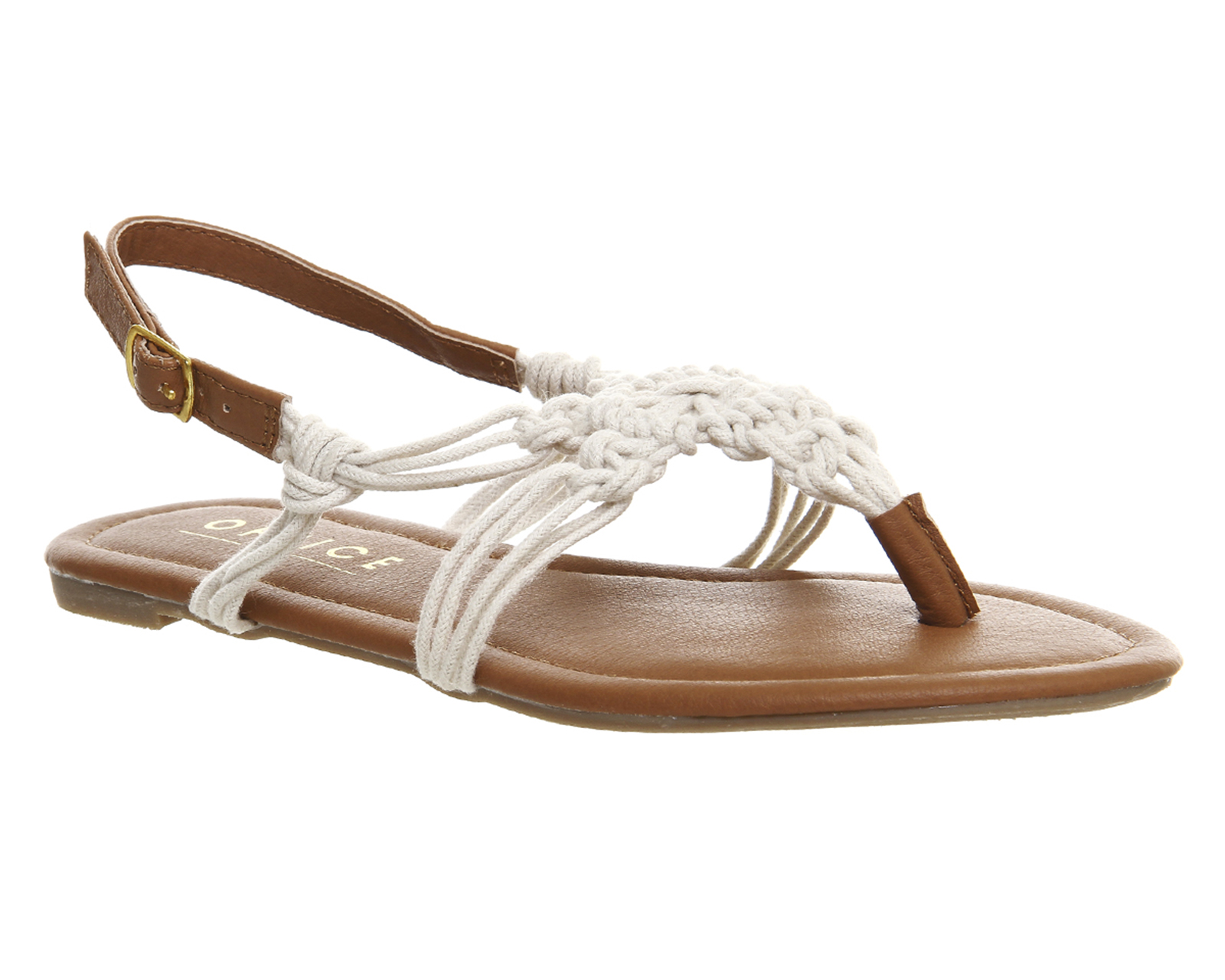 Office Odyssey Woven Vamp Slingback Off White Textile - Sandals
