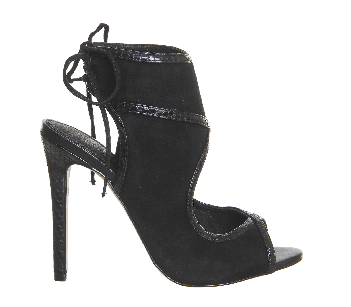 OFFICE Archie Cut Out Shoe Boots Black Suede - High Heels