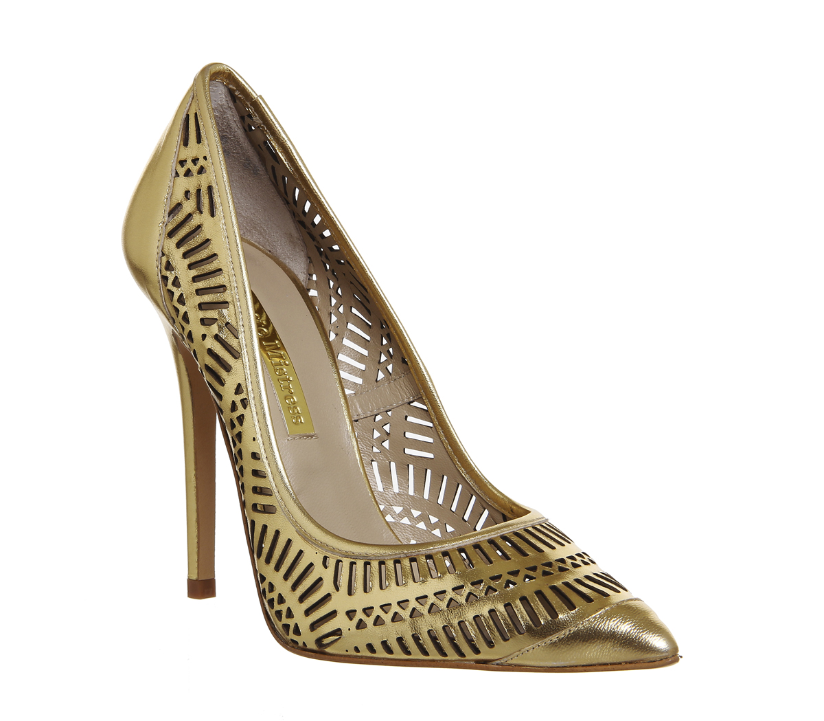 Poste MistressNancy Laser Cut Point CourtGold Leather