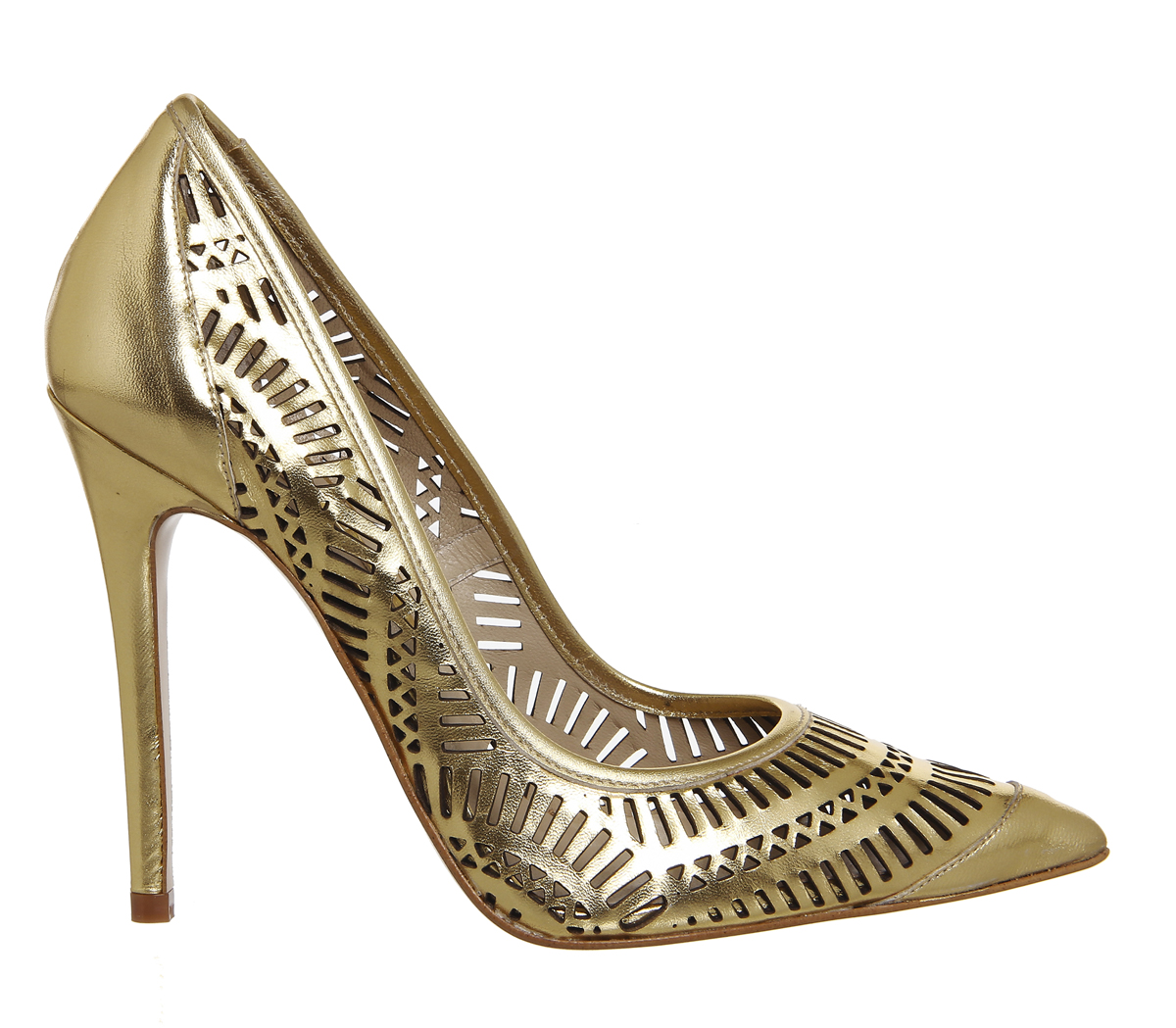 Poste MistressNancy Laser Cut Point CourtGold Leather