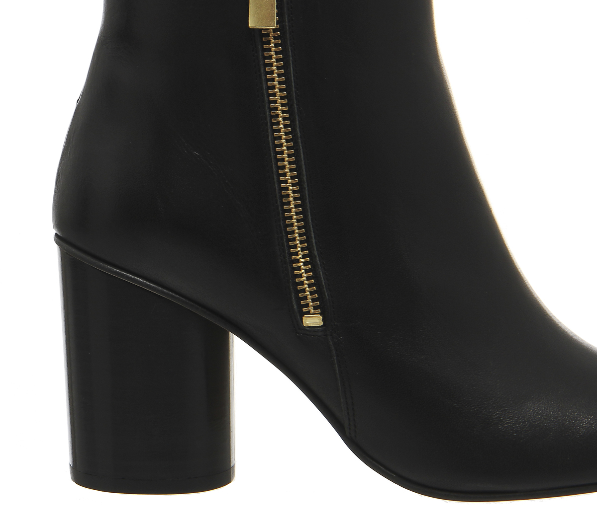 OFFICEIndulgence Cylindrical Heel BootsBlack Leather