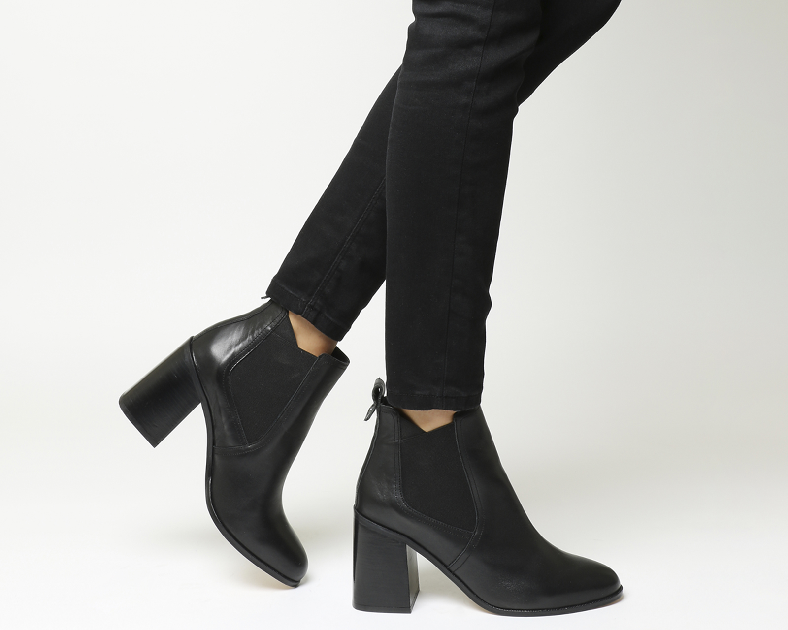 OFFICE Lavish Heeled Chelsea Boots Black Leather - Women's Ankle Boots
