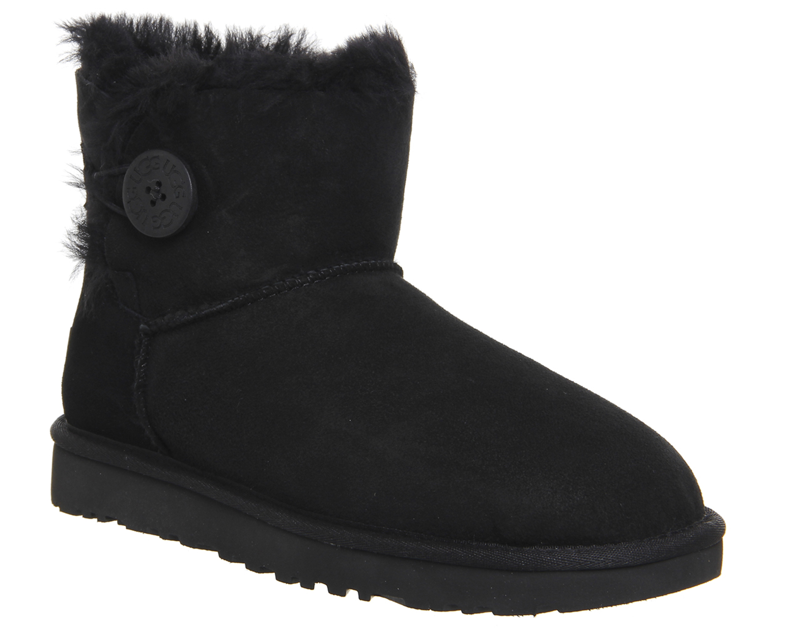 UGG Mini Bailey Button II Black Suede - Ankle Boots