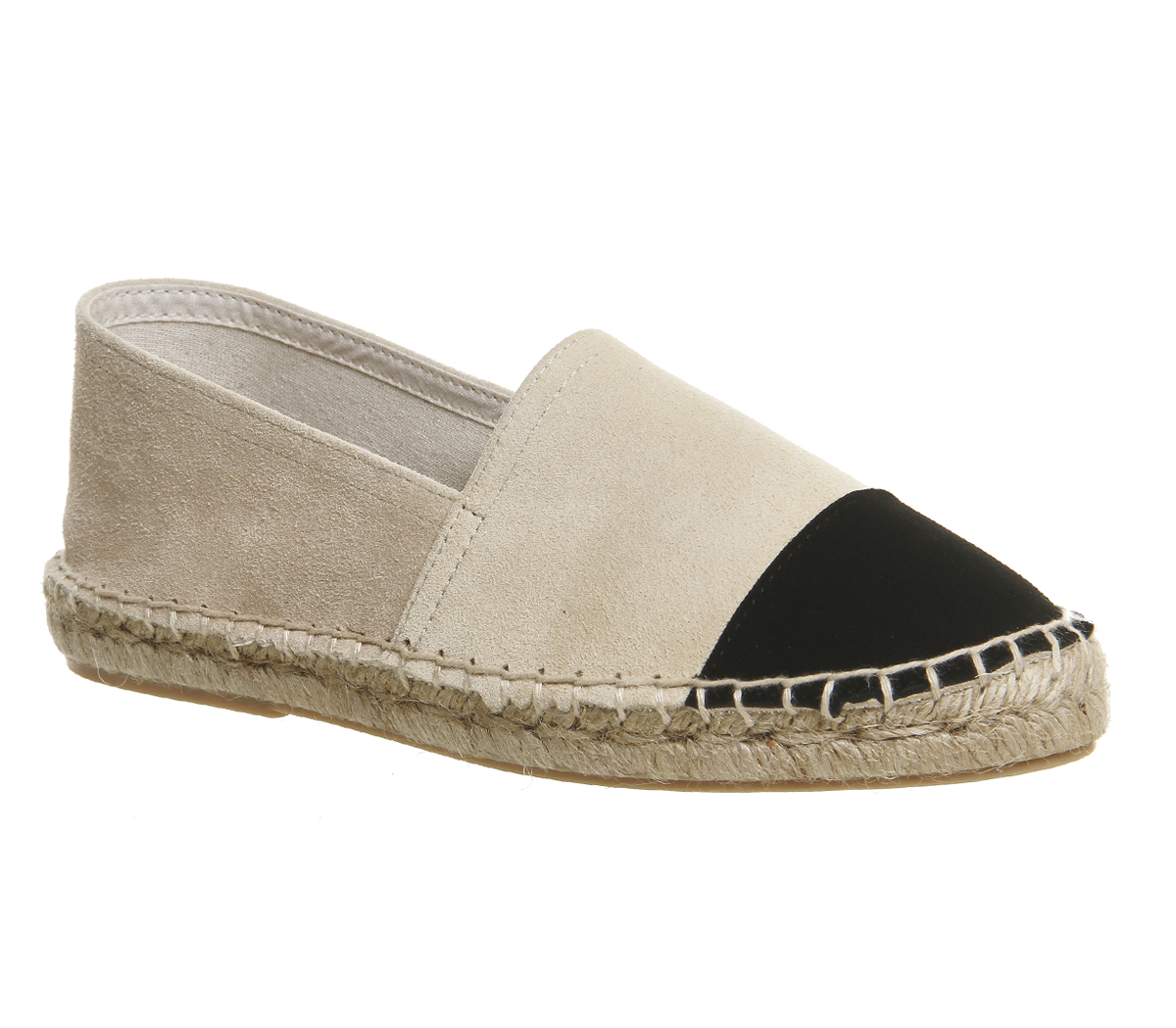 OFFICE Lucky Espadrilles Natural Black Suede - Flat Shoes for Women