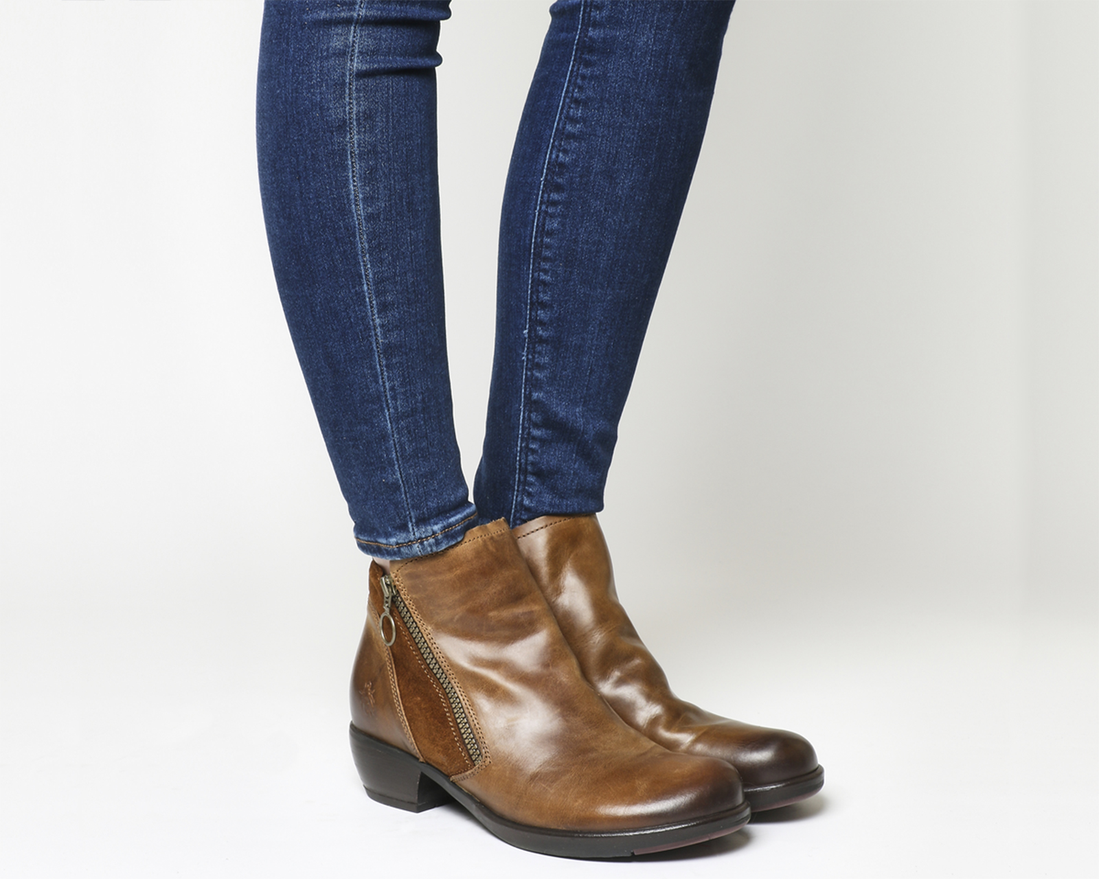 Fly London Meli Zip Boots Camel Leather 
