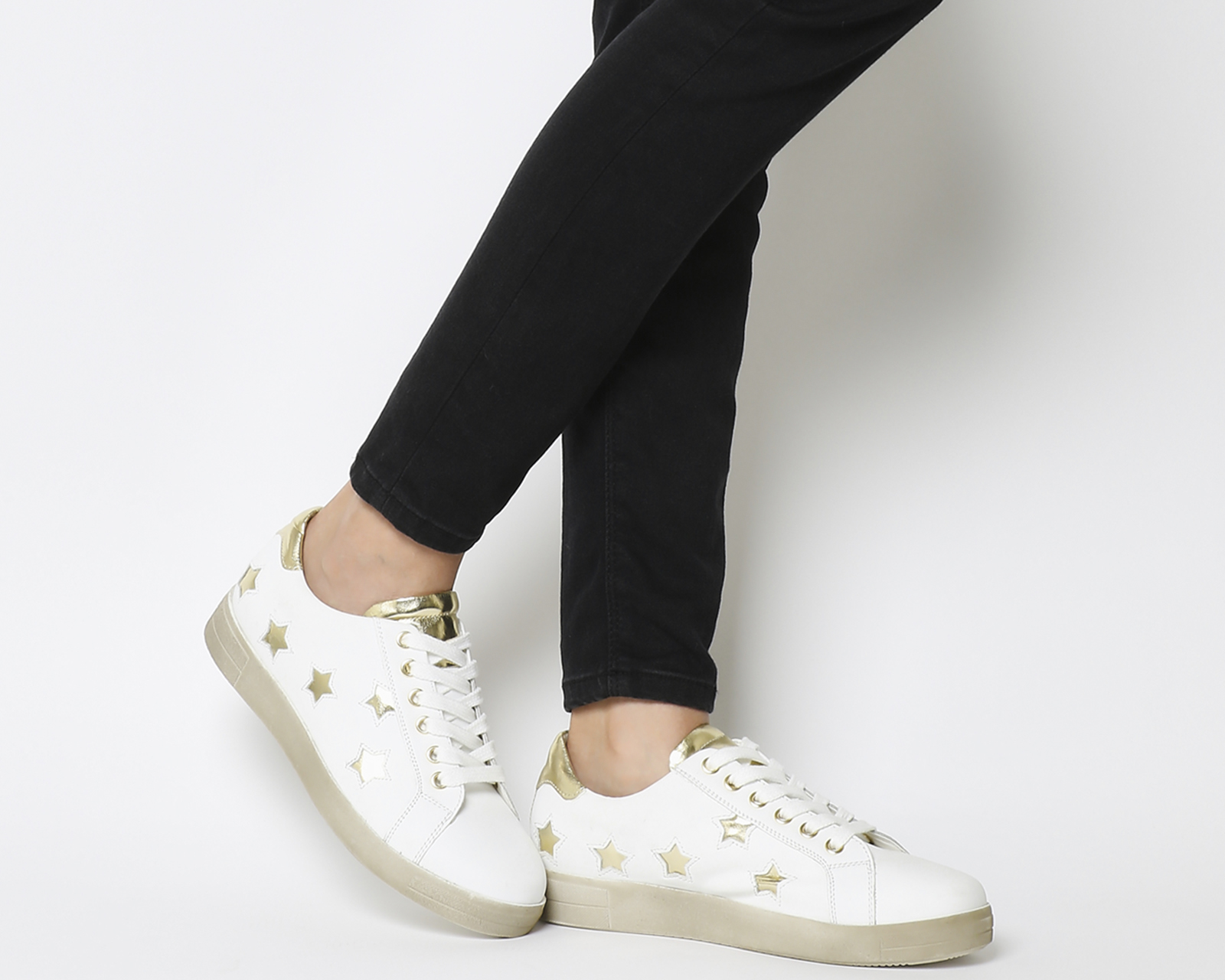 Office Famous Lace Ups White With Gold 