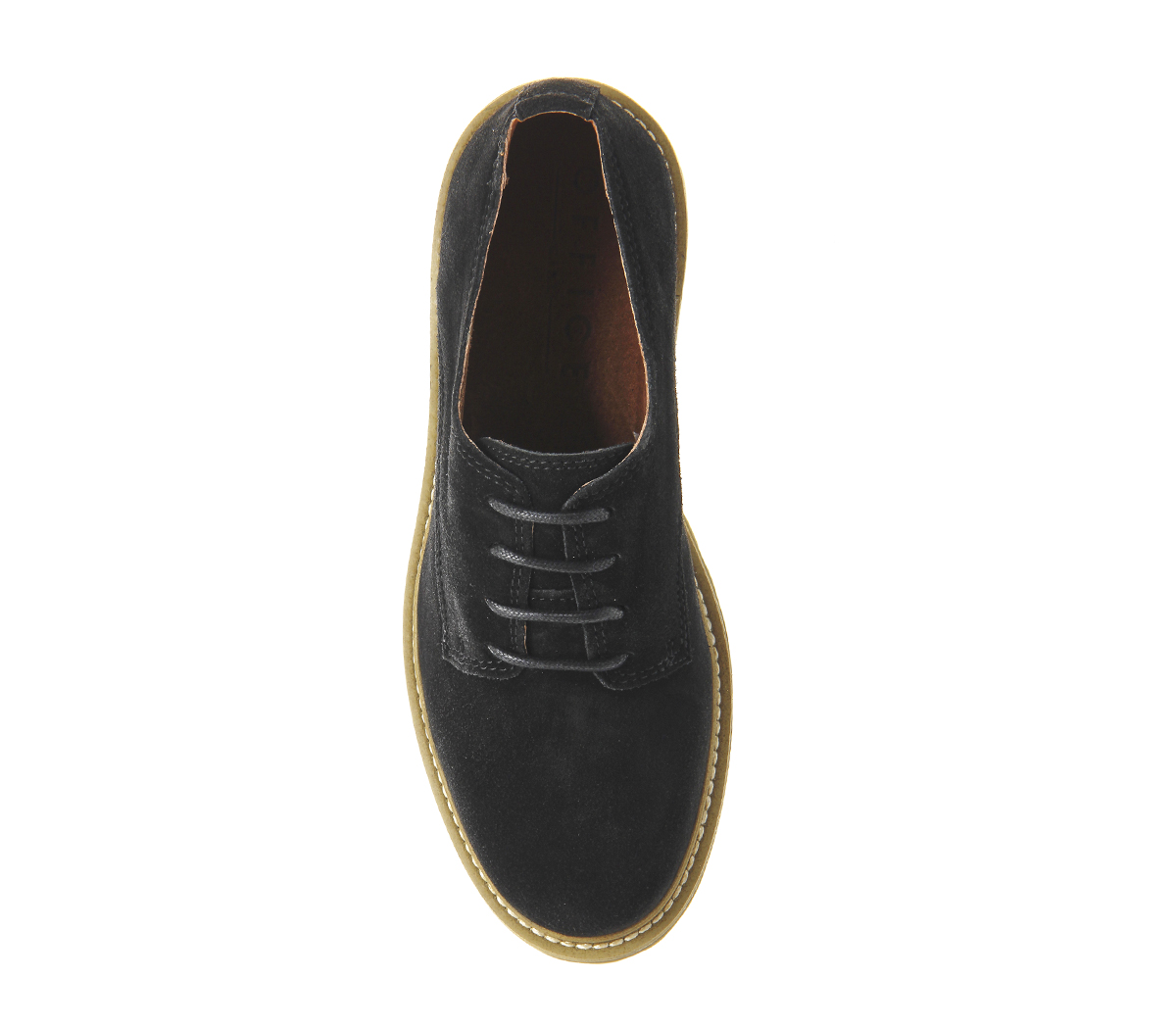 Office Latched Cleated Sole Brogues Black Suede - Flats