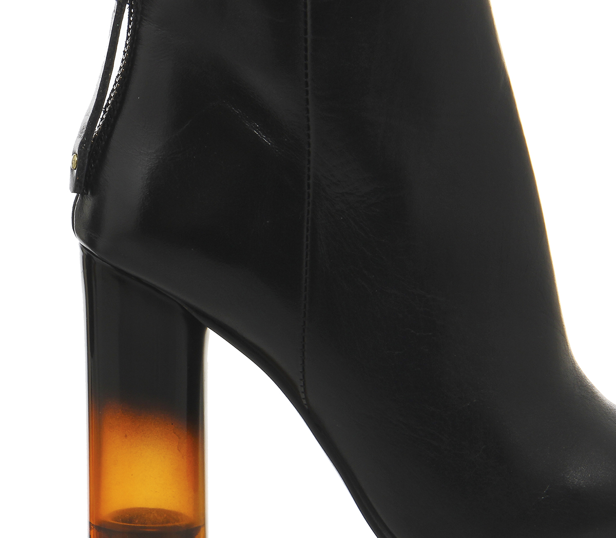 OFFICEIllinois Cylindrical Heel BootsBlack Leather Tortoiseshell
