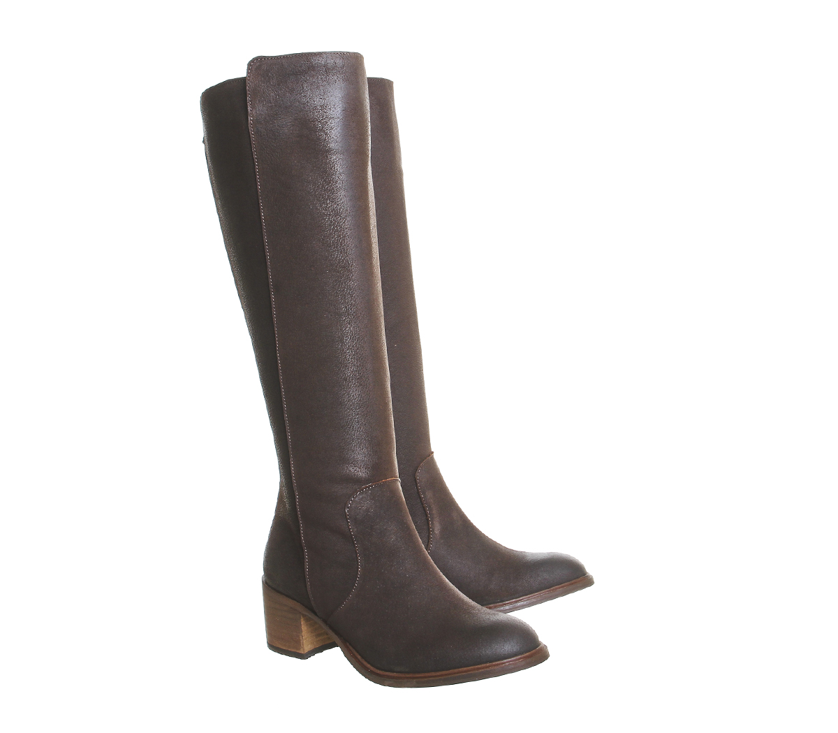 OFFICE Eastside Back Zip Boots Chocolate Leather - Knee High Boots