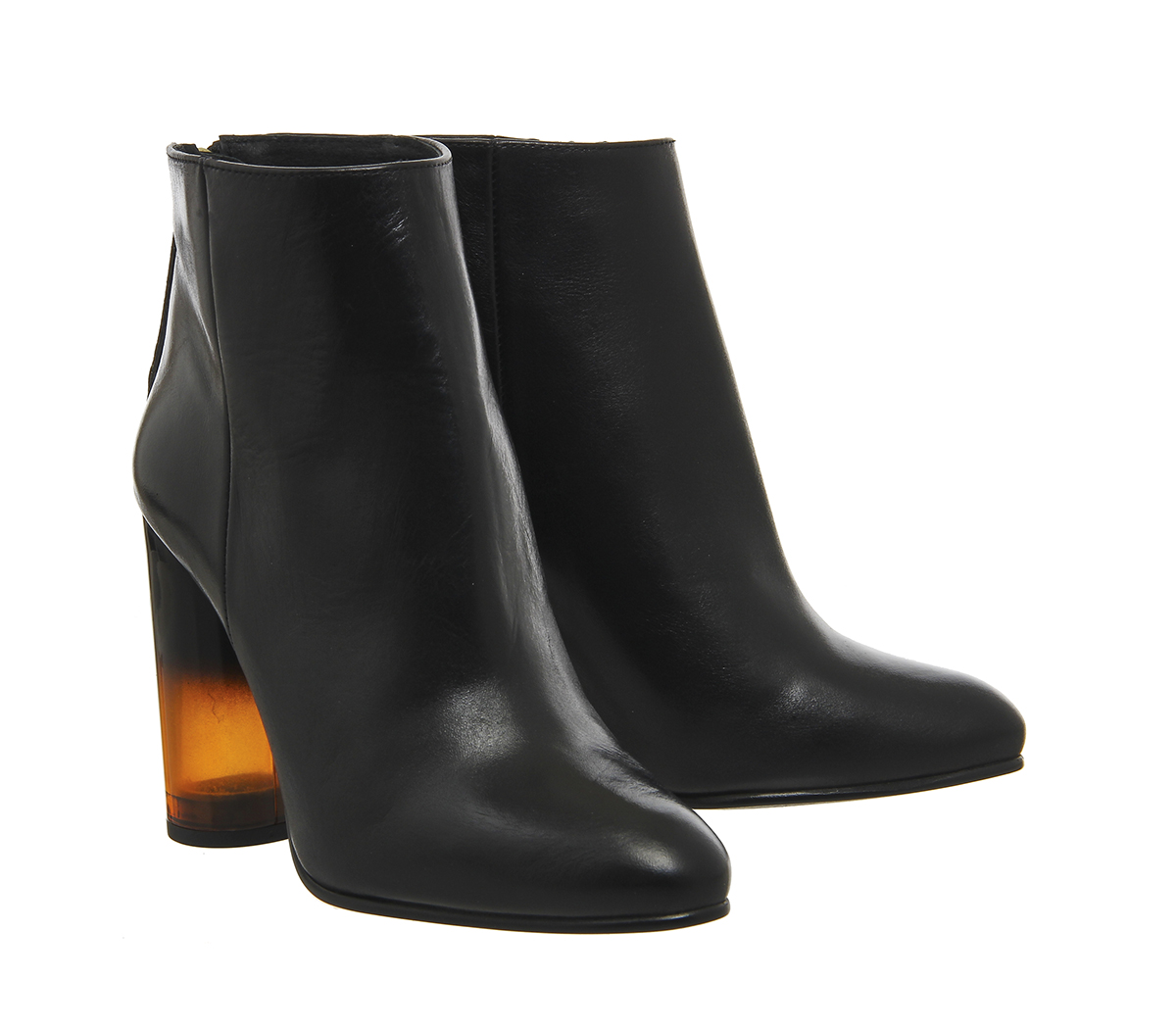 OFFICEIllinois Cylindrical Heel BootsBlack Leather Tortoiseshell