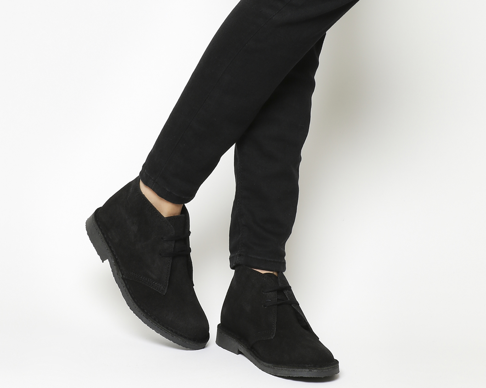 Office Uphill Desert Boots Black Suede Fur Ankle Boots