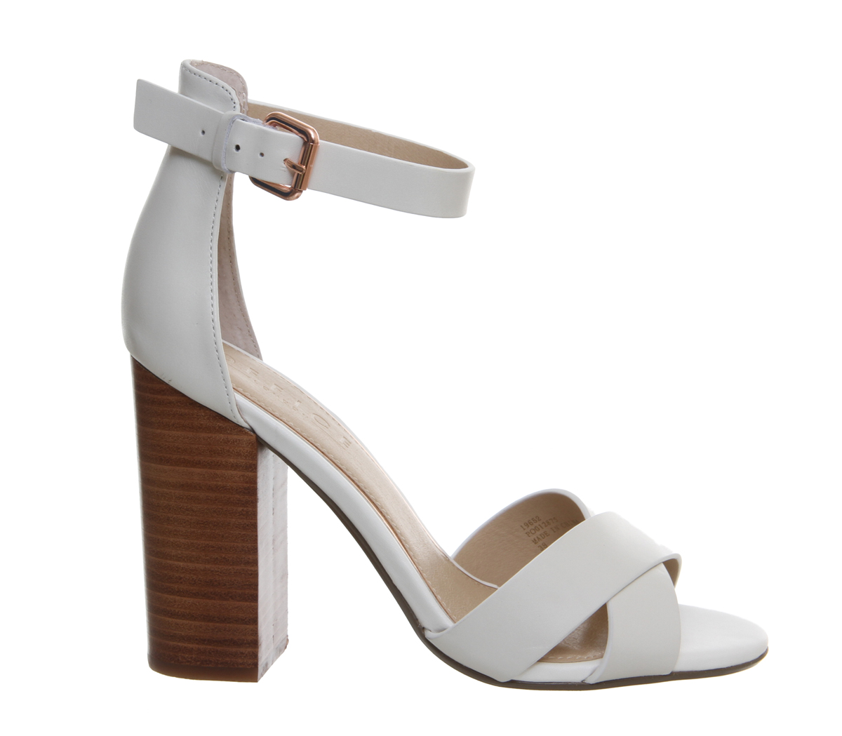 Office Pure Block Heel Sandals White Leather - High Heels