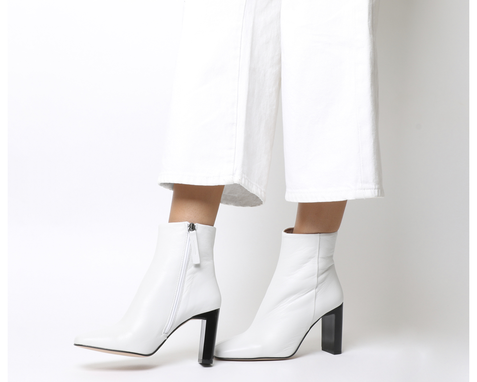white heeled boots uk