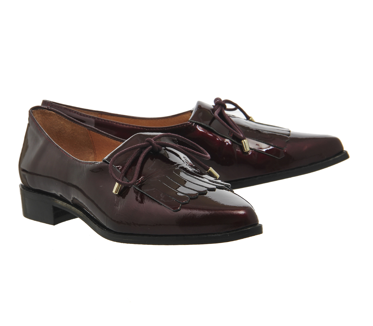 OFFICEResult Kilty Tassel Point PumpsBurgundy Patent Leather