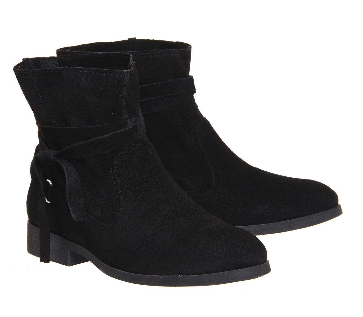 Office Jaunt Soft Tie Boots Black Suede - Ankle Boots