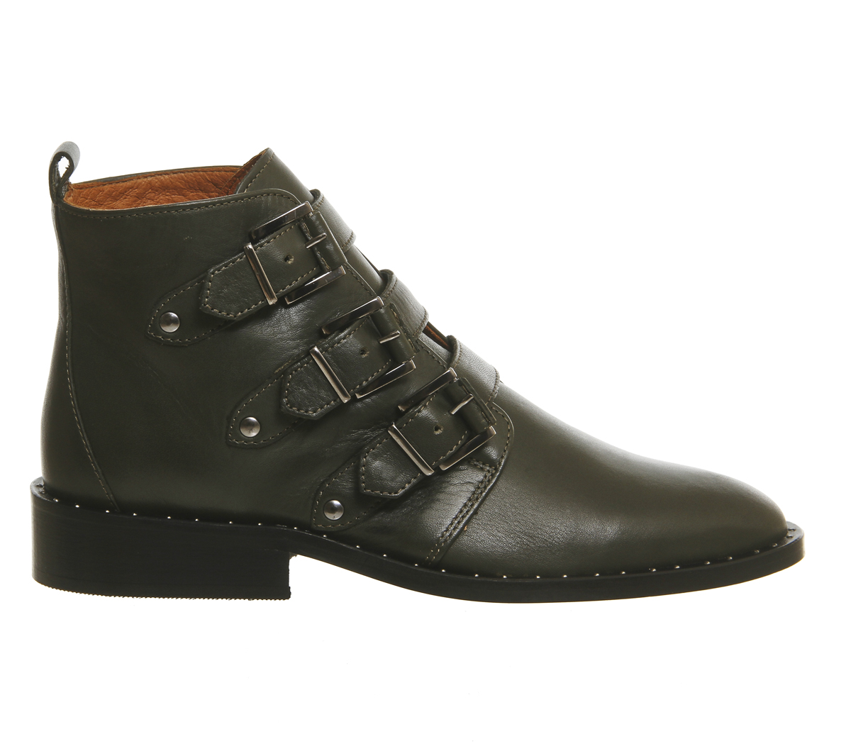 OFFICELock Down Buckle BootsOlive Leather