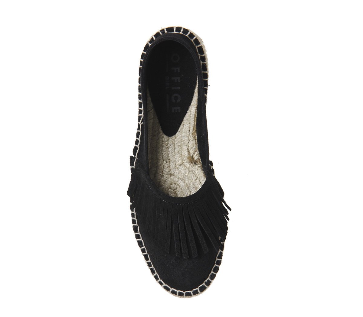 OFFICEDashing Fringe Tassel EspardilleBlack Suede